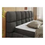 Łóżko kontynentalne NIRA 120x200 - H4 - ciemnoszary, welwet