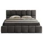 Łóżko kontynentalne NIRA 120x200 - H4 - ciemnoszary, welwet