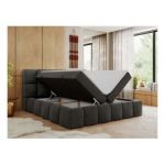 Łóżko kontynentalne NIRA 140x200 - H4 - ciemnoszary, welwet