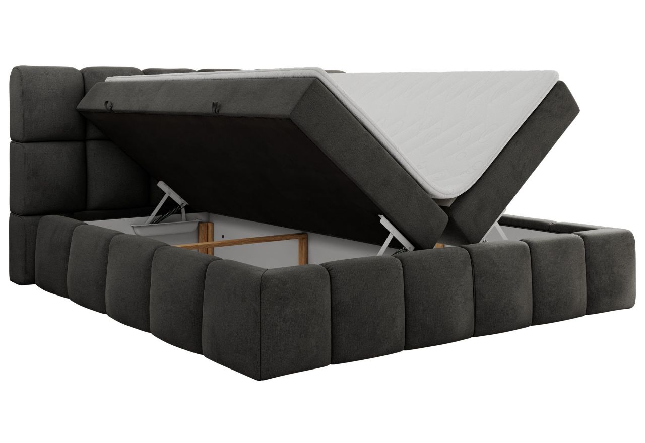 Łóżko kontynentalne NIRA 200x200 - H4 - ciemnoszary, welwet