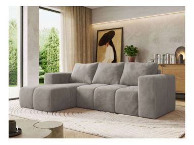 Narożnik MONIVA L - strona lewa - jasnoszary, plusz