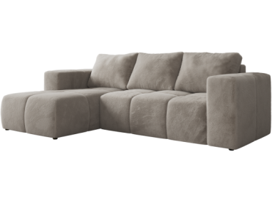 Narożnik MONIVA L - strona lewa - jasnoszary, plusz