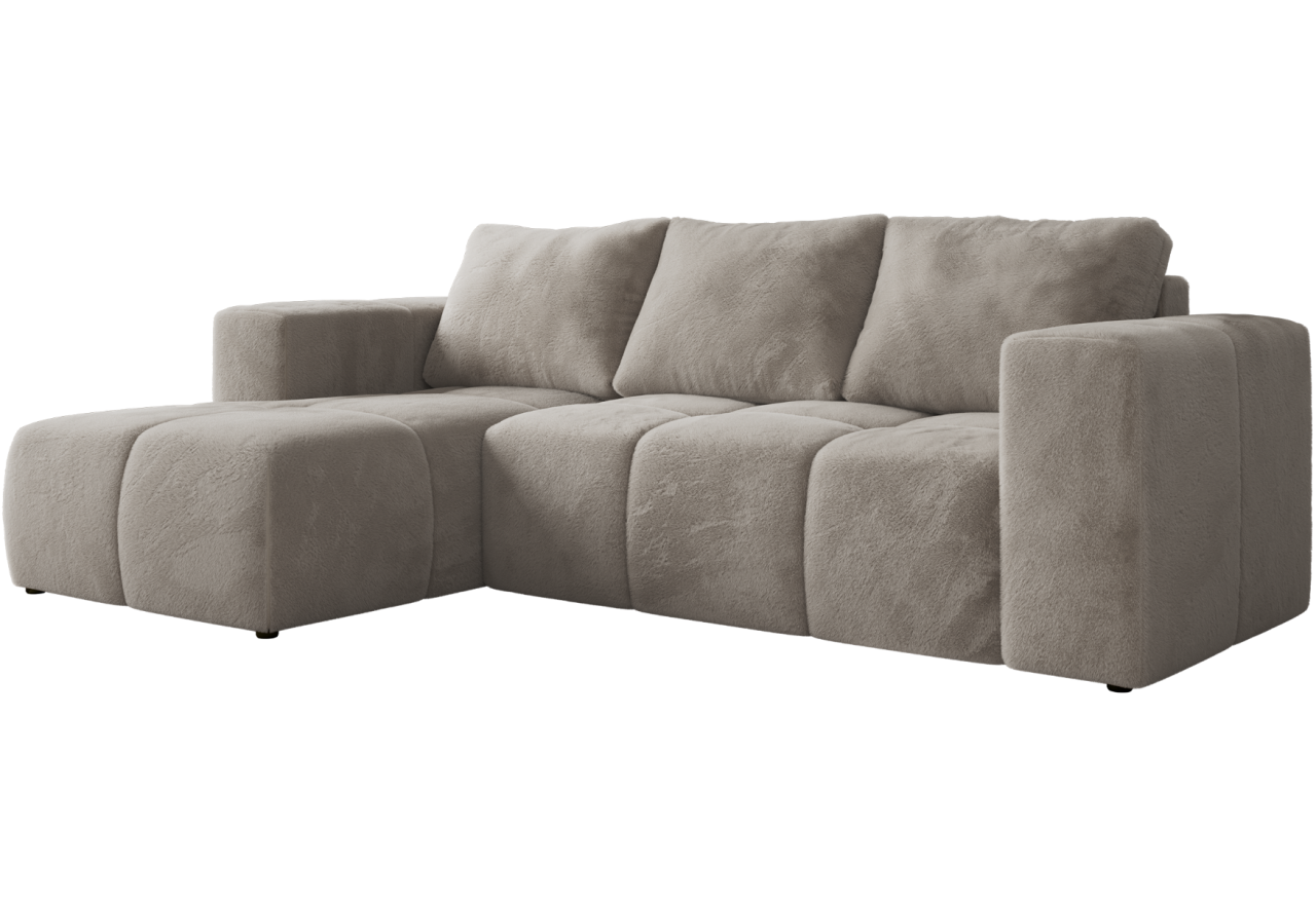 Narożnik MONIVA L - strona lewa - jasnoszary, plusz