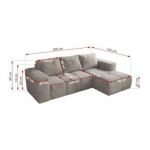 Narożnik MONIVA L - strona lewa - jasnoszary, plusz