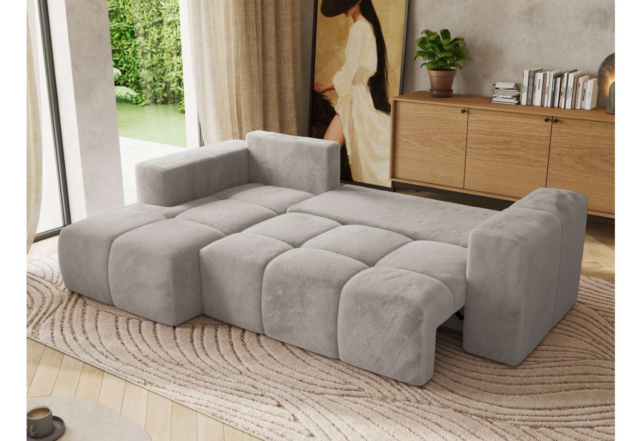 Narożnik MONIVA L - strona lewa - jasnoszary, plusz