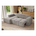 Narożnik MONIVA L - strona lewa - jasnoszary, plusz