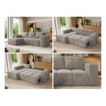 Narożnik MONIVA L - strona lewa - jasnoszary, plusz