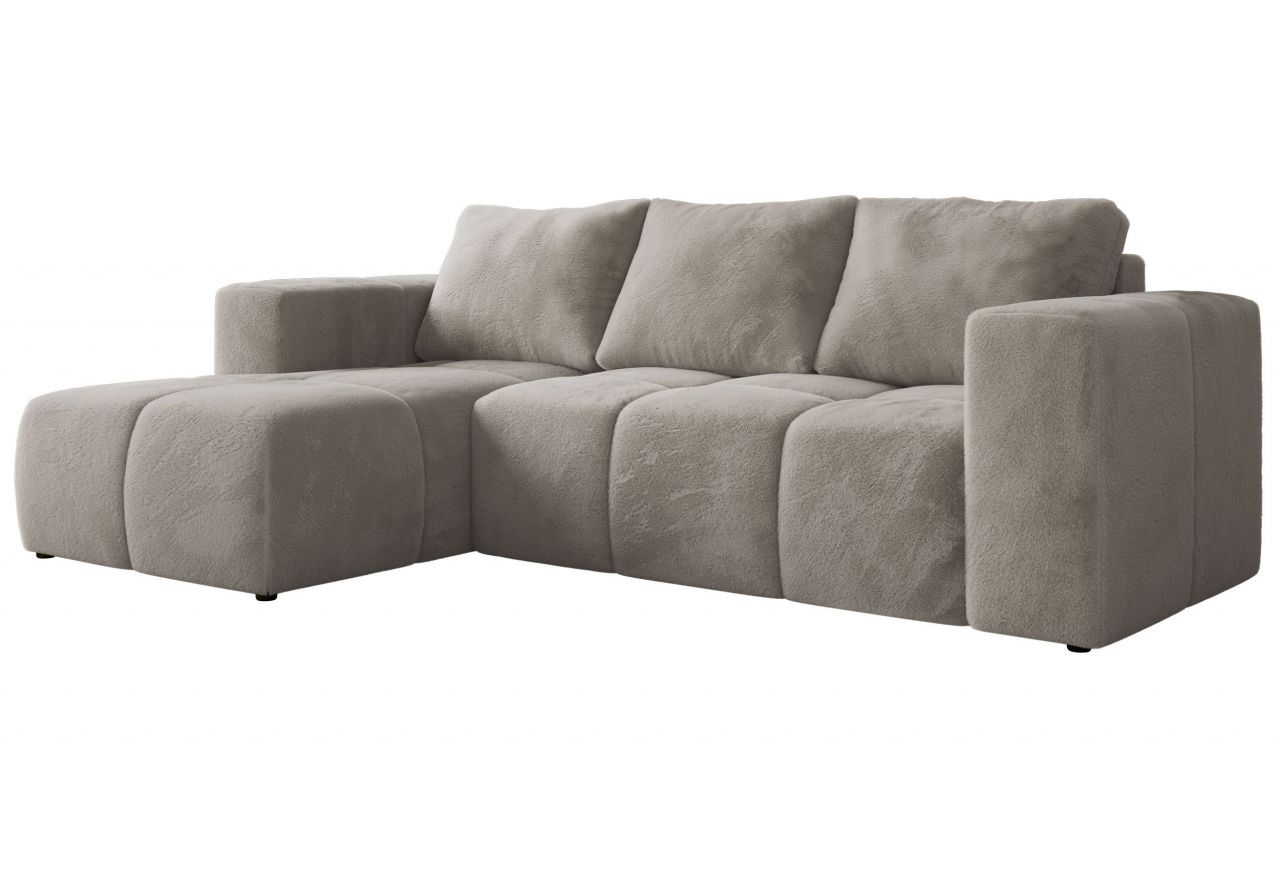 Narożnik MONIVA L - strona lewa - jasnoszary, plusz