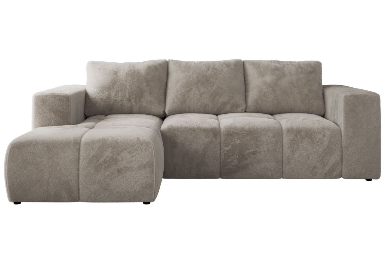 Narożnik MONIVA L - strona lewa - jasnoszary, plusz