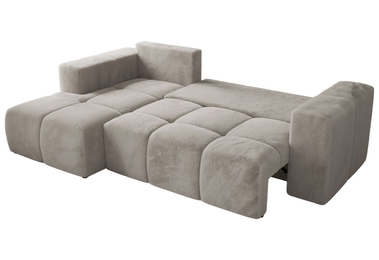 Narożnik MONIVA L - strona lewa - jasnoszary, plusz