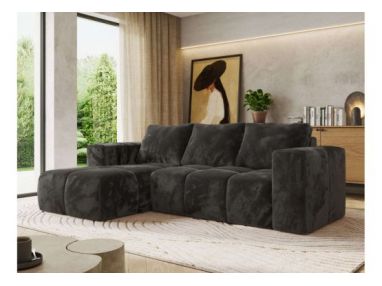 Narożnik MONIVA L - strona lewa - ciemnoszary, plusz