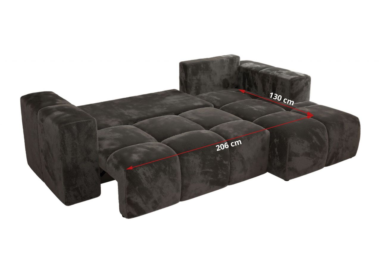 Narożnik MONIVA L - strona lewa - ciemnoszary, plusz