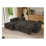 Narożnik MONIVA L - strona lewa - ciemnoszary, plusz