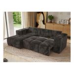 Narożnik MONIVA L - strona lewa - ciemnoszary, plusz