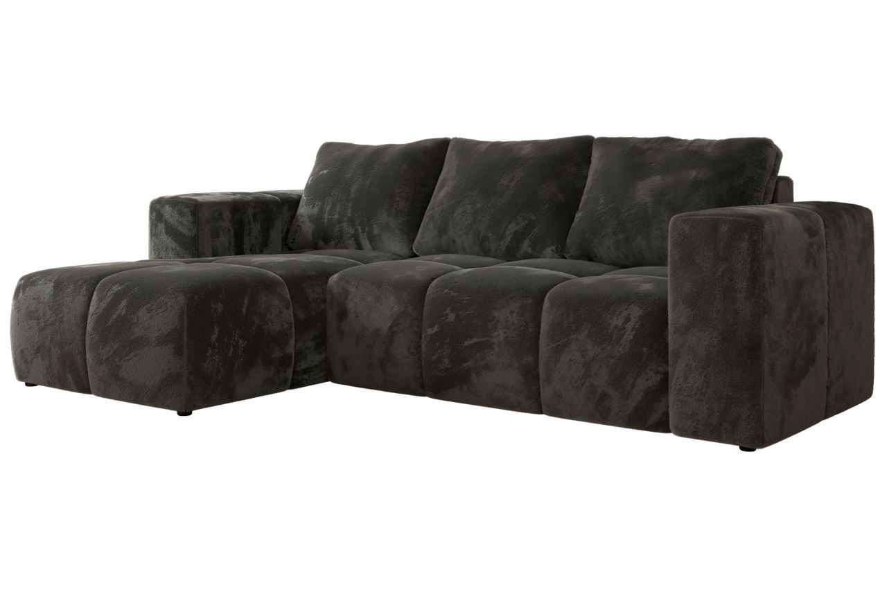 Narożnik MONIVA L - strona lewa - ciemnoszary, plusz