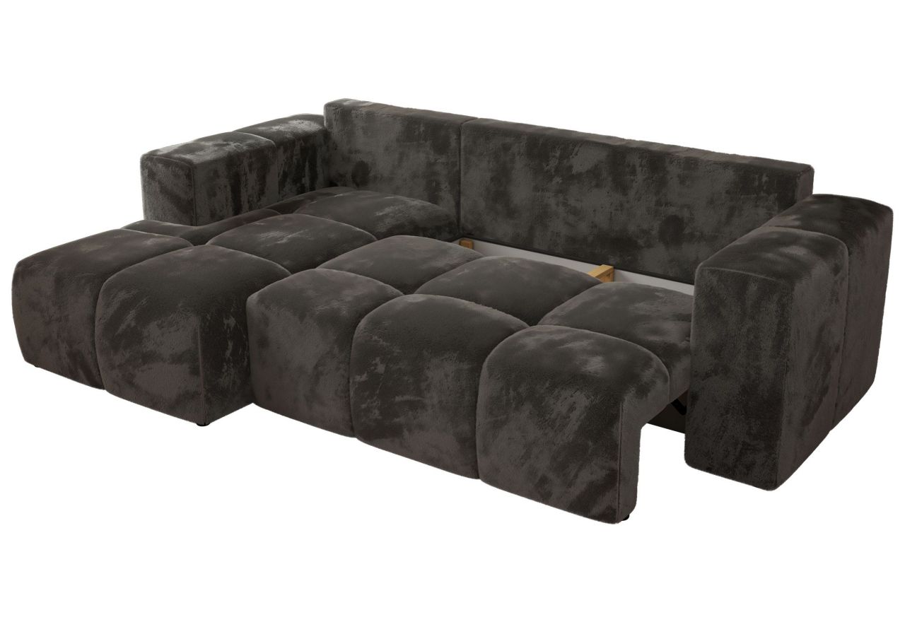 Narożnik MONIVA L - strona lewa - ciemnoszary, plusz