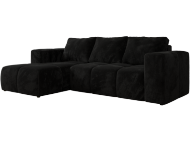 Narożnik MONIVA L - strona lewa - czarny, plusz