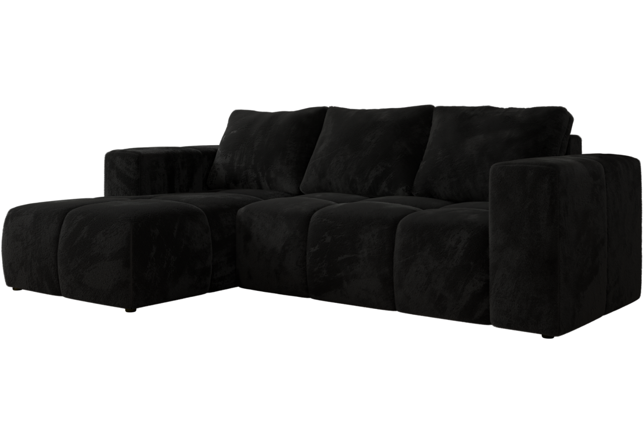 Narożnik MONIVA L - strona lewa - czarny, plusz