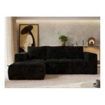 Narożnik MONIVA L - strona lewa - czarny, plusz