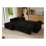 Narożnik MONIVA L - strona lewa - czarny, plusz