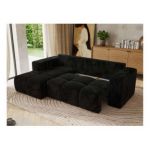 Narożnik MONIVA L - strona lewa - czarny, plusz