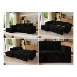 Narożnik MONIVA L - strona lewa - czarny, plusz