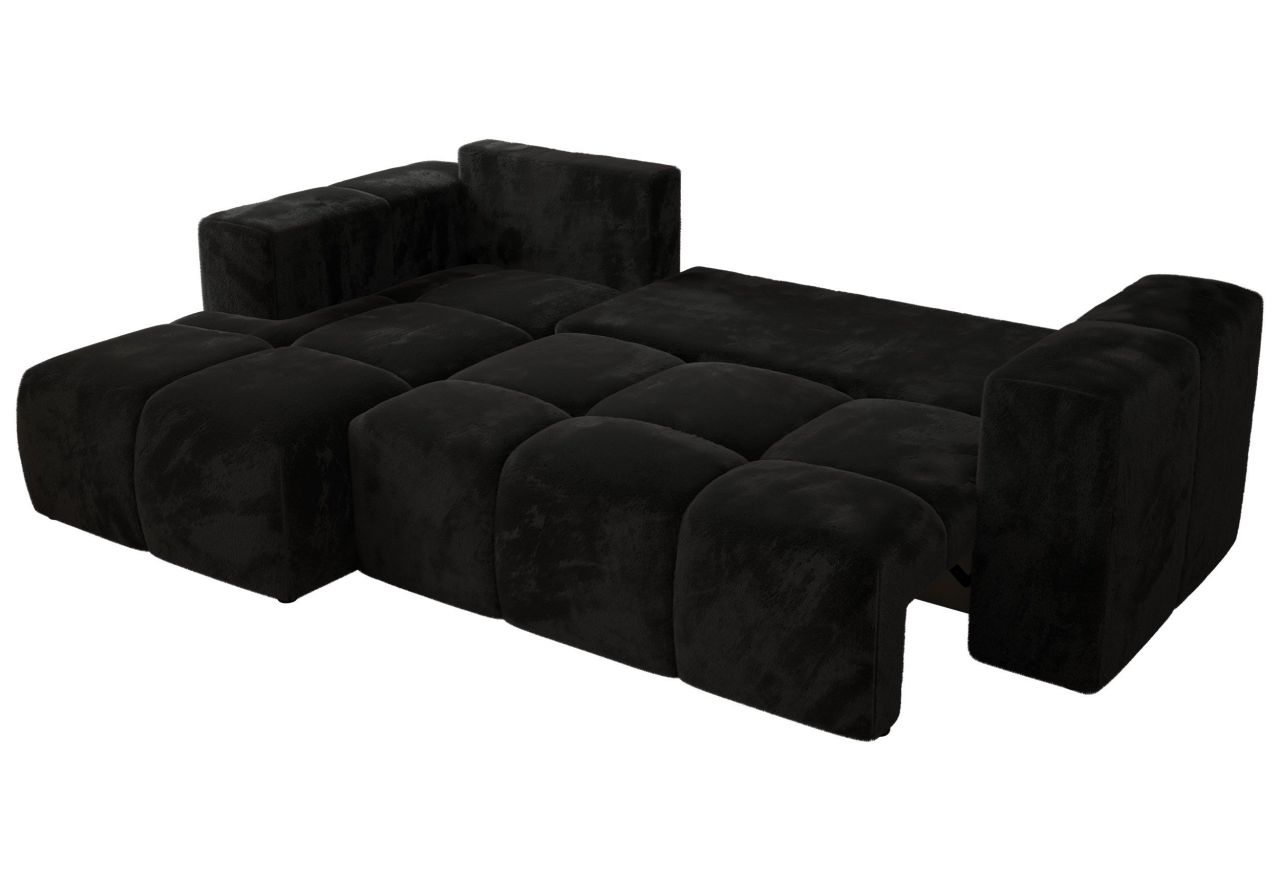 Narożnik MONIVA L - strona lewa - czarny, plusz