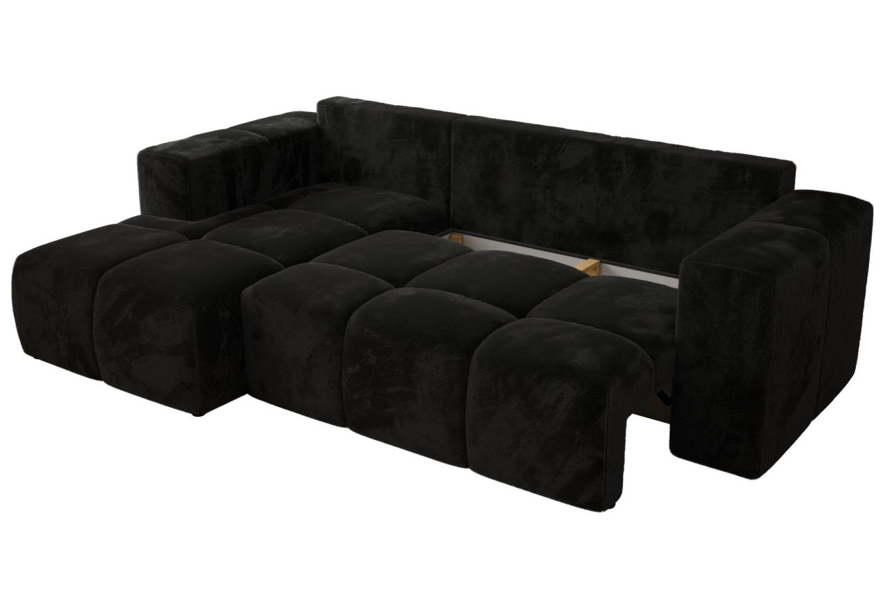 Narożnik MONIVA L - strona lewa - czarny, plusz