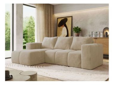 Narożnik MONIVA L - strona lewa - kremowy, plusz