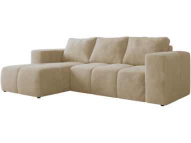 Narożnik MONIVA L - strona lewa - kremowy, plusz