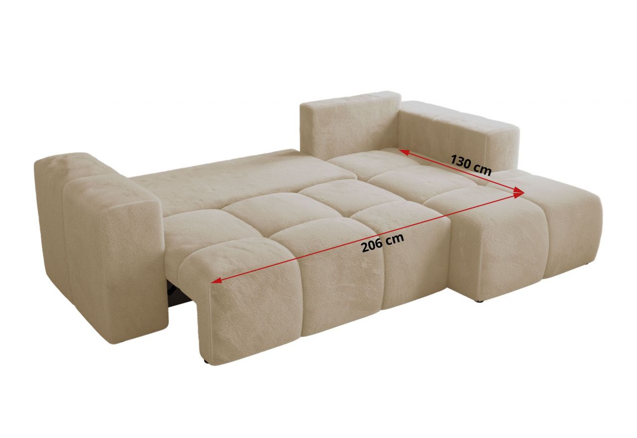 Narożnik MONIVA L - strona lewa - kremowy, plusz