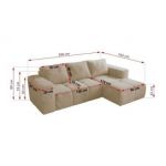 Narożnik MONIVA L - strona lewa - kremowy, plusz