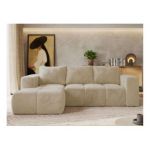 Narożnik MONIVA L - strona lewa - kremowy, plusz