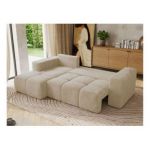 Narożnik MONIVA L - strona lewa - kremowy, plusz