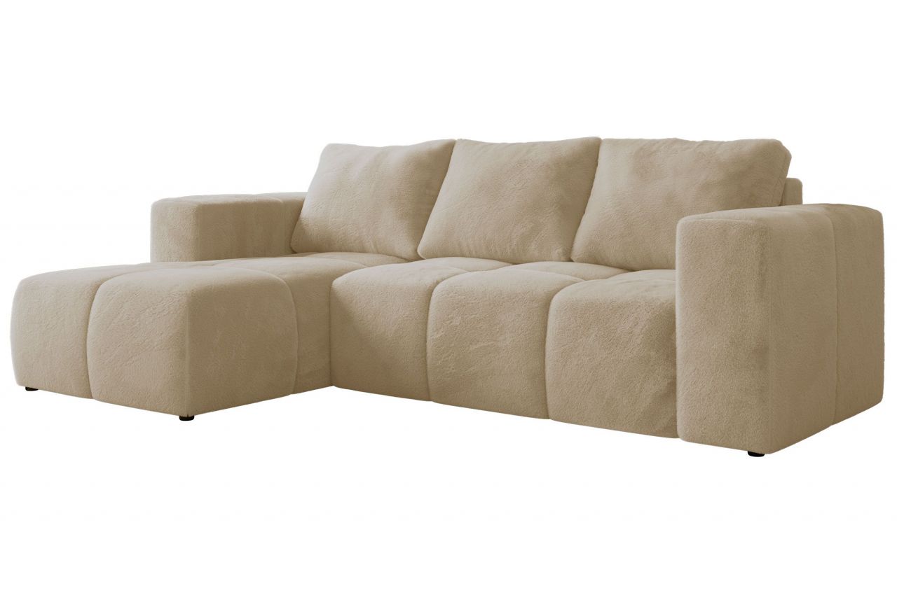 Narożnik MONIVA L - strona lewa - kremowy, plusz