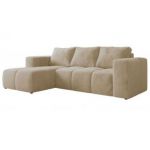 Narożnik MONIVA L - strona lewa - kremowy, plusz