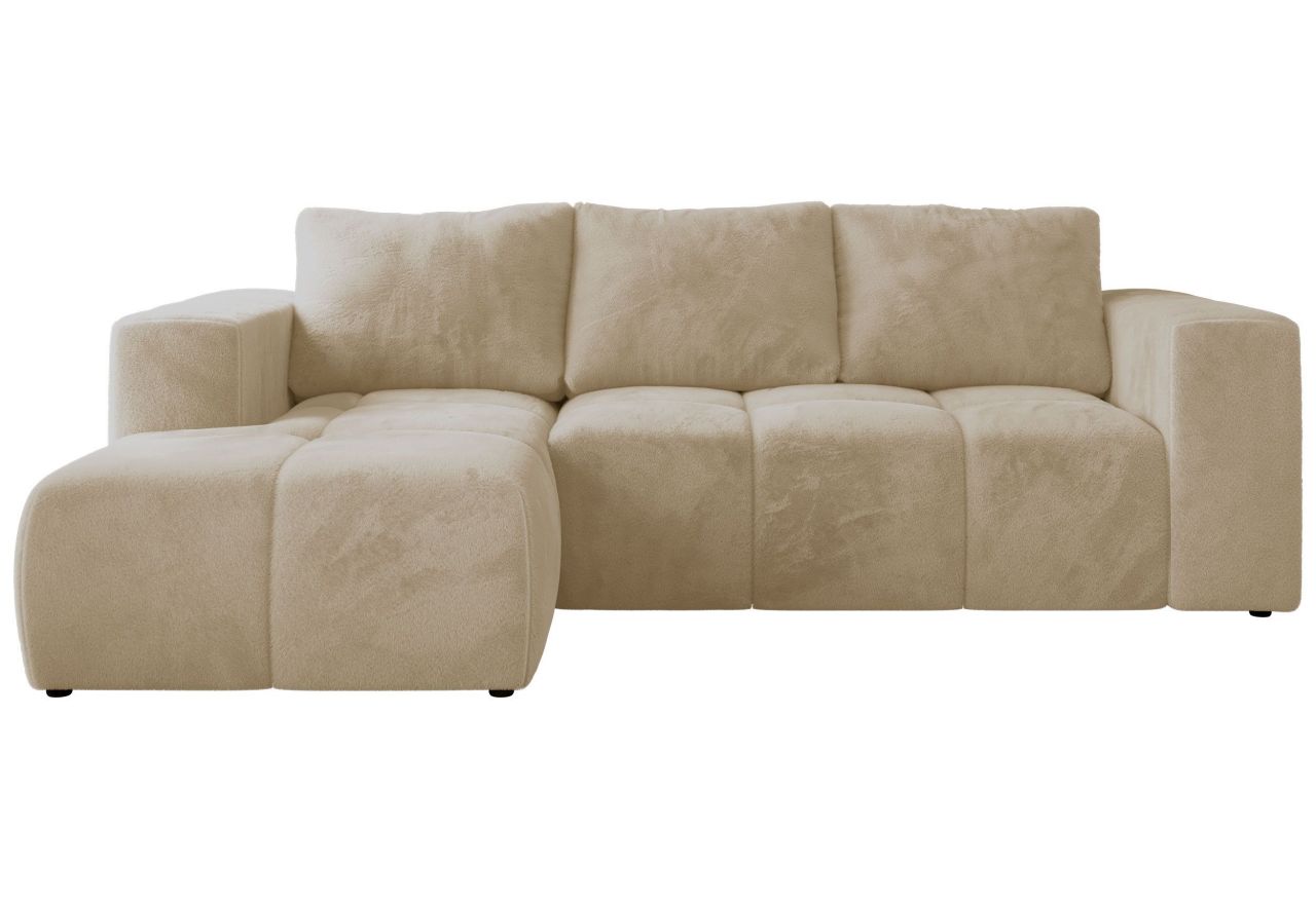 Narożnik MONIVA L - strona lewa - kremowy, plusz