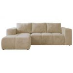 Narożnik MONIVA L - strona lewa - kremowy, plusz