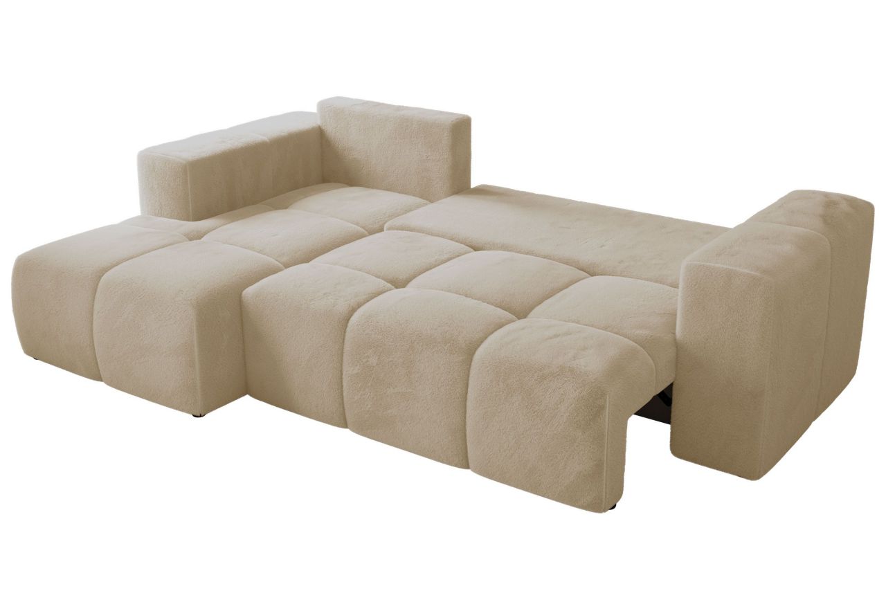 Narożnik MONIVA L - strona lewa - kremowy, plusz