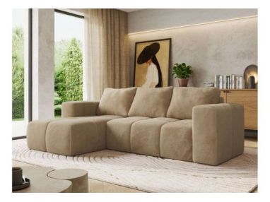 Narożnik MONIVA L - strona lewa - beżowy, plusz