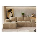 Narożnik MONIVA L - strona lewa - beżowy, plusz