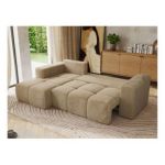 Narożnik MONIVA L - strona lewa - beżowy, plusz