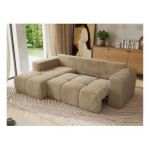 Narożnik MONIVA L - strona lewa - beżowy, plusz