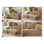 Narożnik MONIVA L - strona lewa - beżowy, plusz