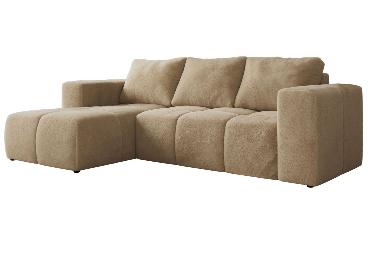 Narożnik MONIVA L - strona lewa - beżowy, plusz