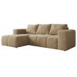 Narożnik MONIVA L - strona lewa - beżowy, plusz