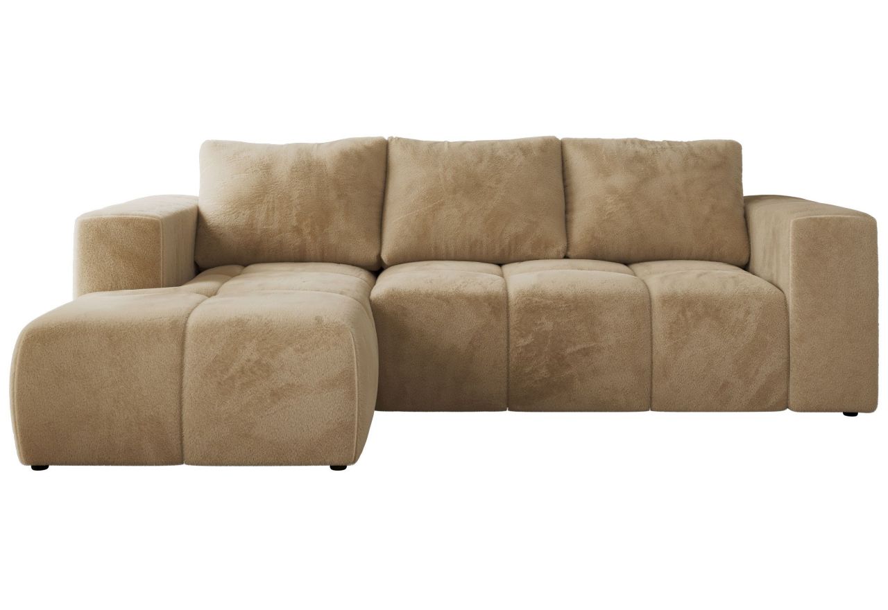 Narożnik MONIVA L - strona lewa - beżowy, plusz