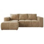 Narożnik MONIVA L - strona lewa - beżowy, plusz