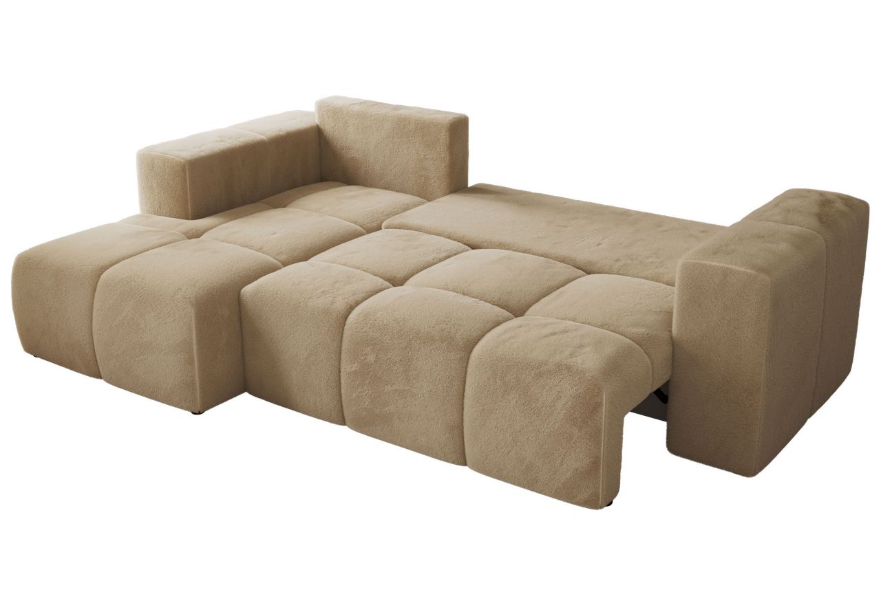 Narożnik MONIVA L - strona lewa - beżowy, plusz