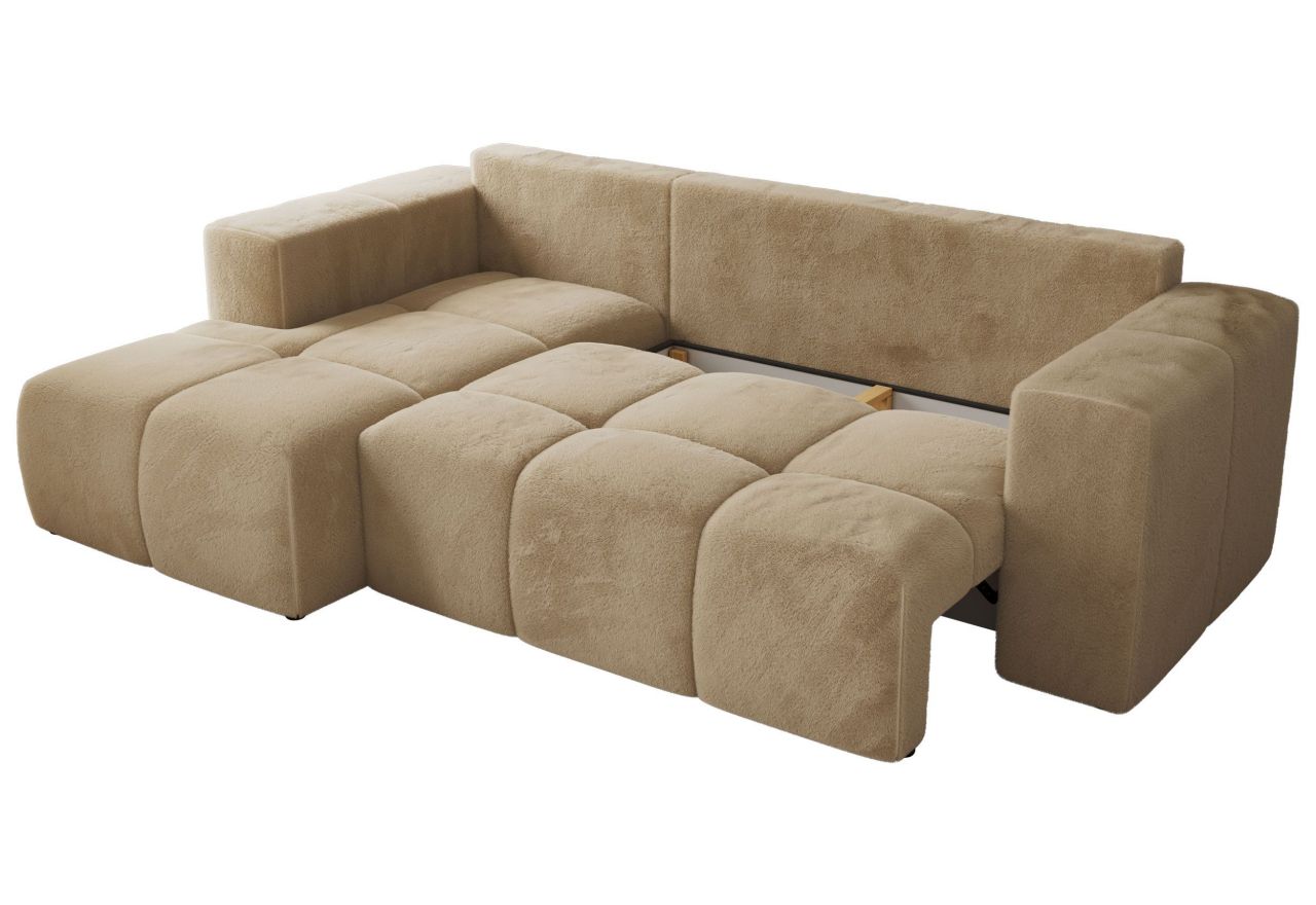 Narożnik MONIVA L - strona lewa - beżowy, plusz